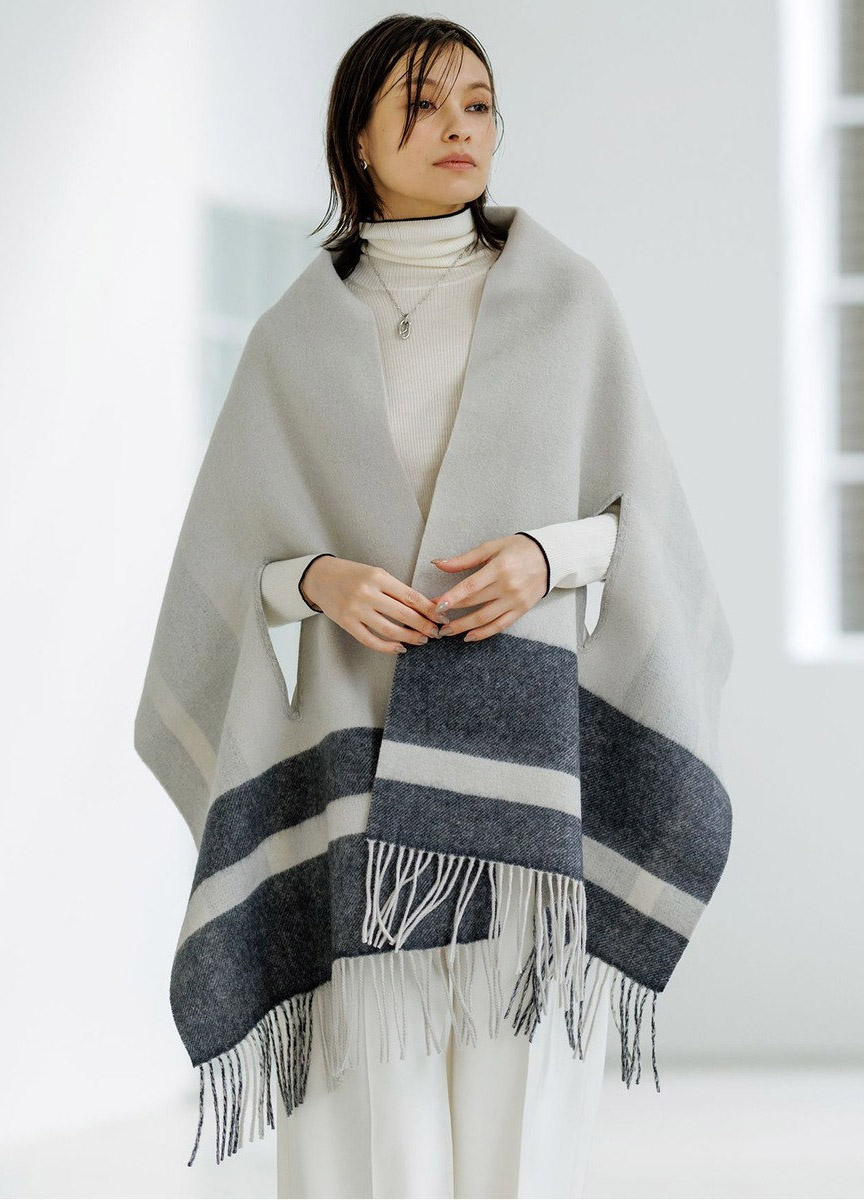 極簡撞色條紋圍巾